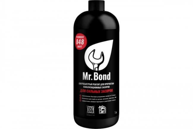 Реагент для устранения засоров 1л (3 минуты) Mr. Bond (18/1шт) Реагент для устранения засоров 1л (3 минуты) Mr. Bond (18/1шт)