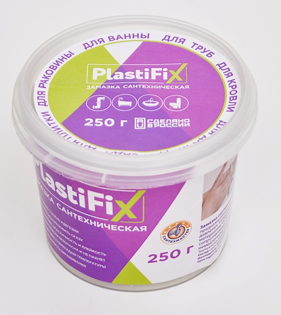 Замазка сантехническая, банка 250г. PlastiFix (12/1шт) Замазка сантехническая, банка 250г. PlastiFix (12/1шт)