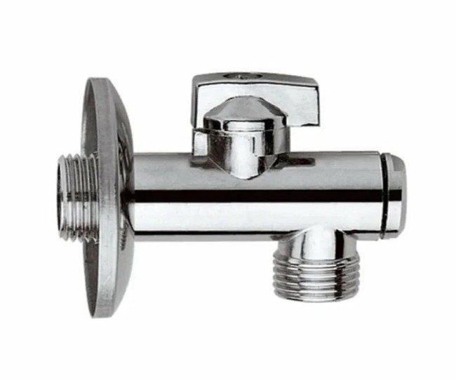 Кран угловой с СЕТКОЙ длинный (ХРОМ) 1/2 х 1/2  GANZER  (100/1шт)