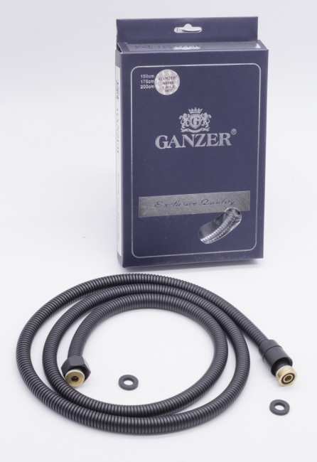 60150-C Шланг для душа  150см. (ЧЕРНЫЙ) GANZER (50/1шт)