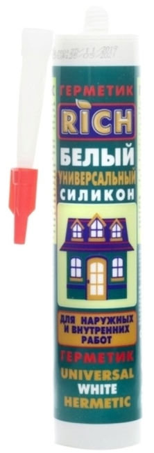 Силиконовый УНИВЕРСАЛЬНЫЙ герметик 280ml (БЕЛЫЙ) RiCH (24/1шт) Силиконовый УНИВЕРСАЛЬНЫЙ герметик 280ml (БЕЛЫЙ) RiCH (24/1шт)