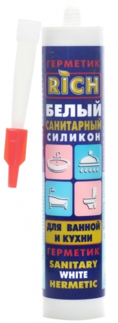 Силиконовый САНИТАРНЫЙ герметик 280ml (БЕЛЫЙ) RiCH (24/1шт)