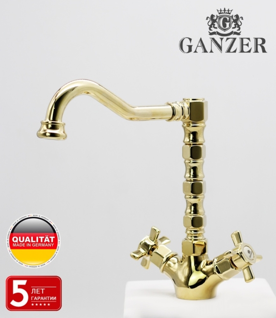 15022-E Смеситель двухвент для кухни ЗОЛОТО GANZER (10/1шт) 15022-E Смеситель двухвент для кухни ЗОЛОТО GANZER (10/1шт)